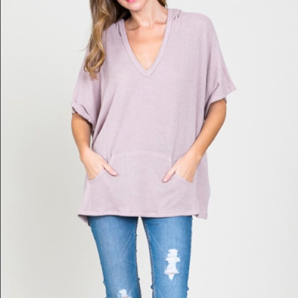 V-neck hoodie top